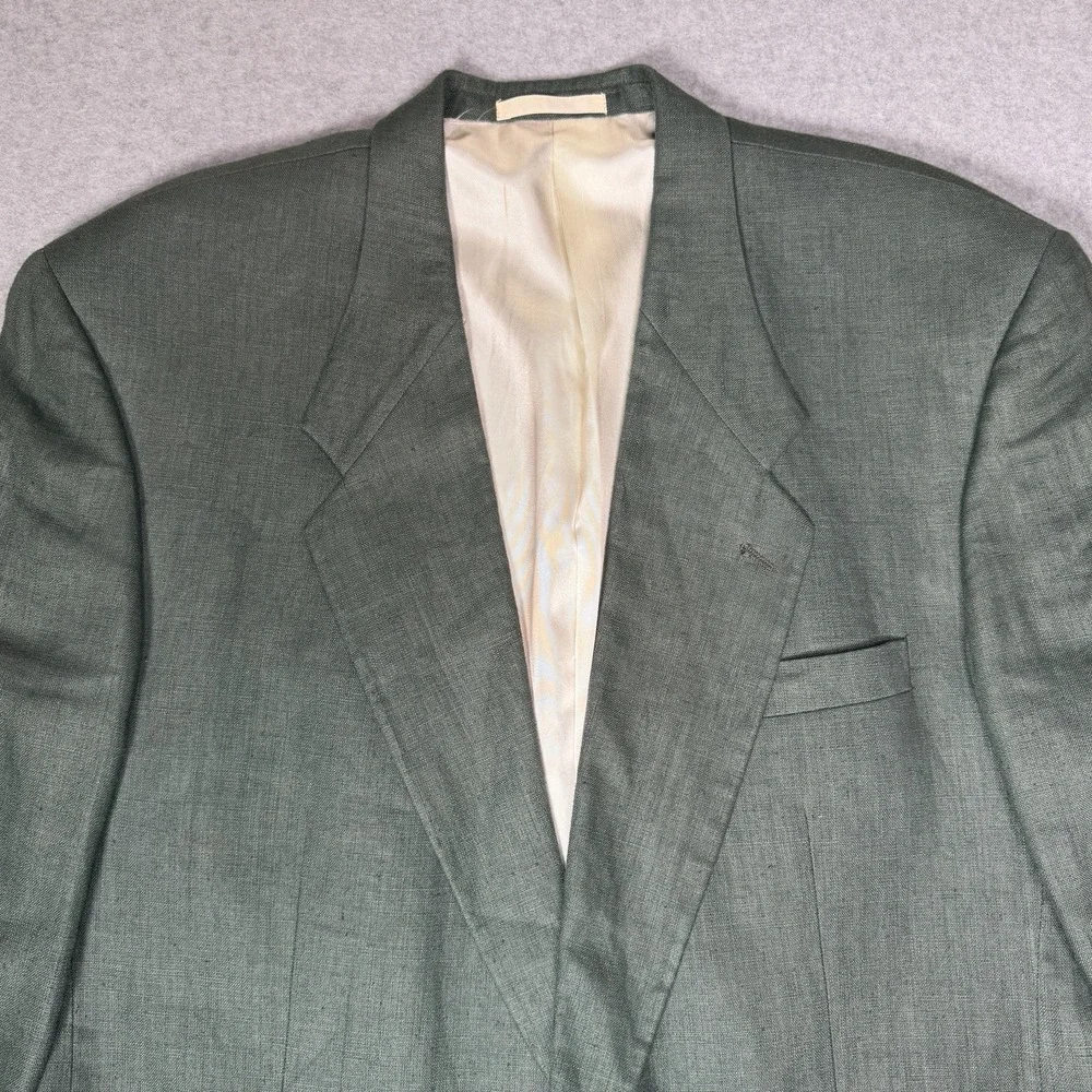 Vintage Givenchy Monsieur Sport Coat Nubby Summer Linen Men's 48 L Solid Green